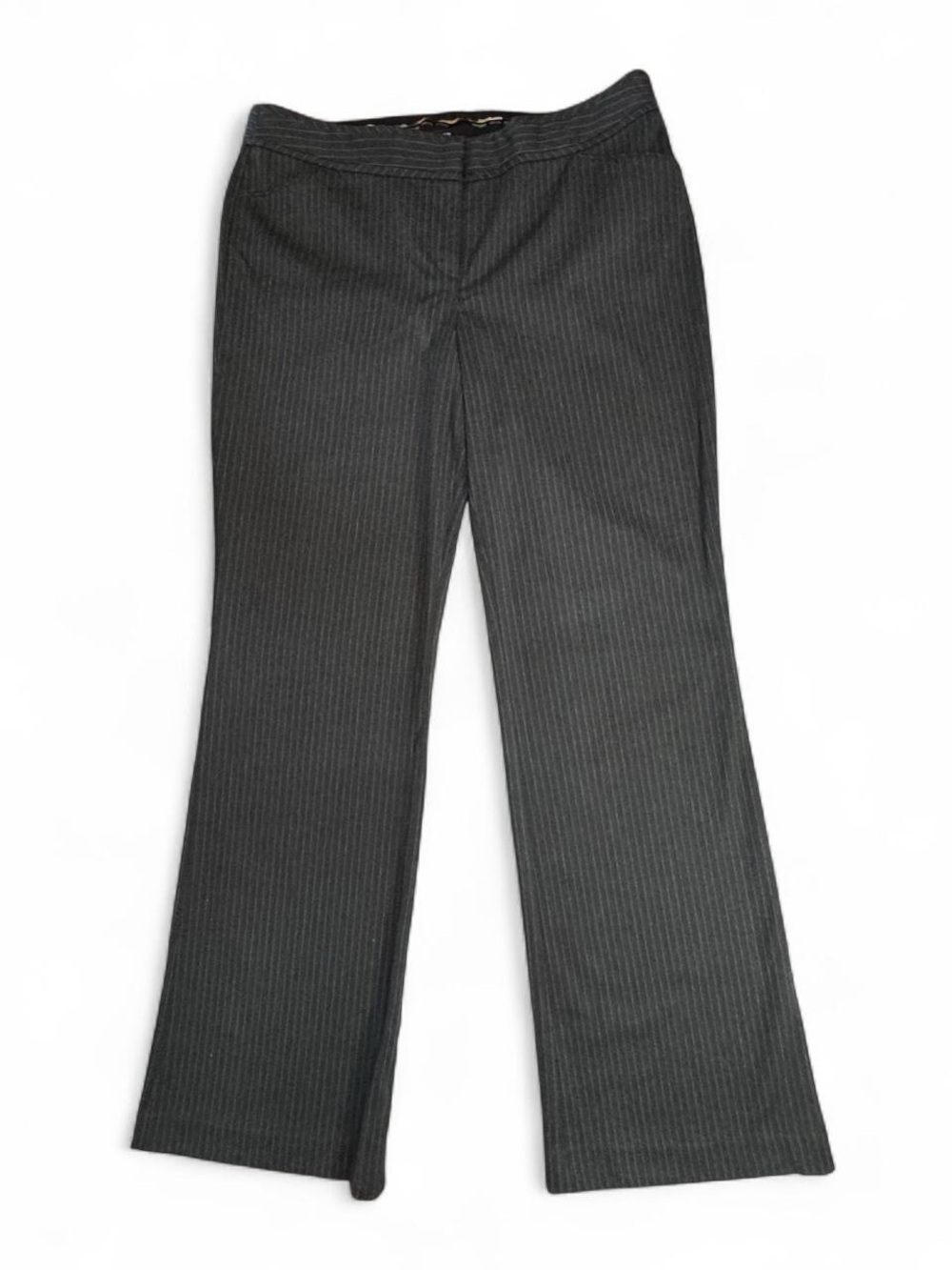 Express Editor Pants Size 8 Gray Pinstripe Stretch Wide Leg Dress Trousers